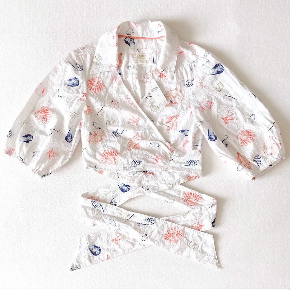 Maeve Sea Side Eyelet Tie Blouse